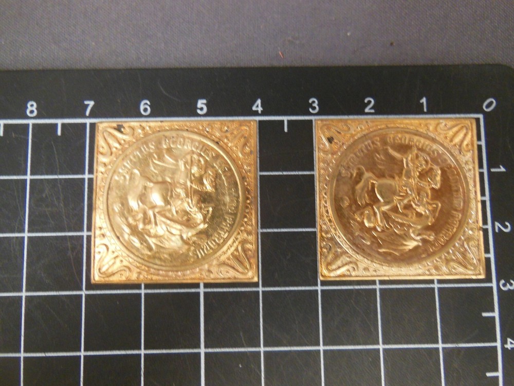St George square token (2) Brass stamping jewelry finding (osb108)
