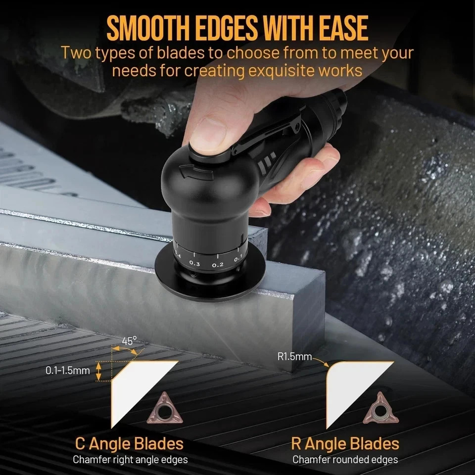 Pneumatic Chamfering Tool Chamfer Tool W/ 6 C-Angle& 6 R-Angle Blade Lightweight