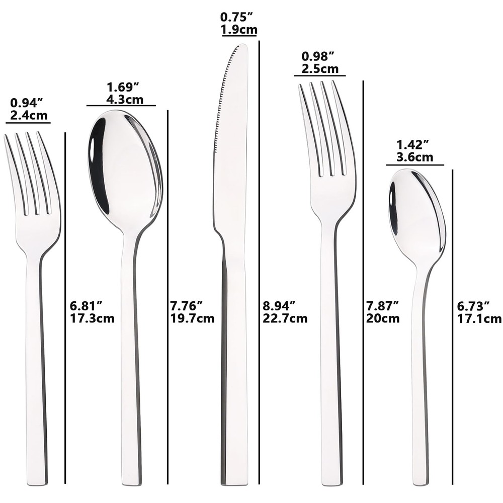 40 PCS Flatware Set Stainless Steel Cutlery Service For 8 Dining Silverware