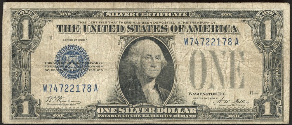 1928 A $1 One Dollar FUNNYBACK Silver Certificate Note Fr#1601
