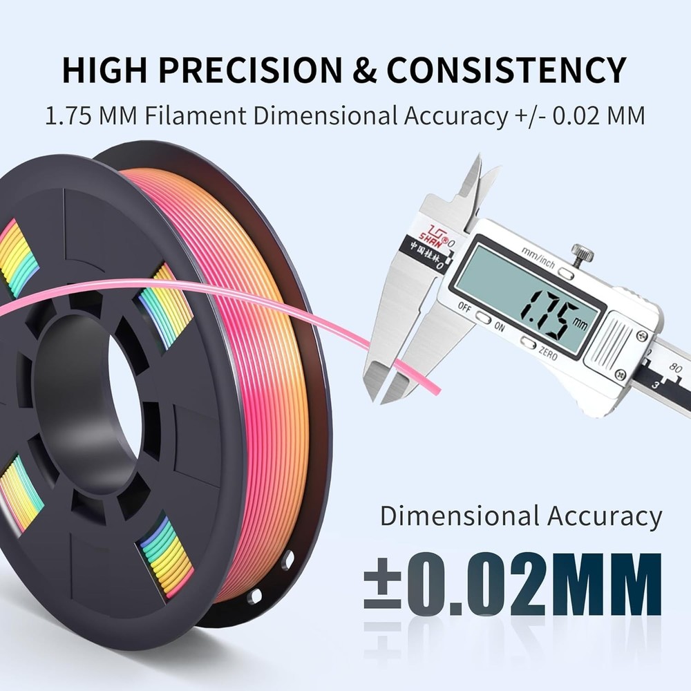 Shiny Rainbow PLA 3D Printer Filament Bundle - 4 Pack, 1.75mm, 200g Each