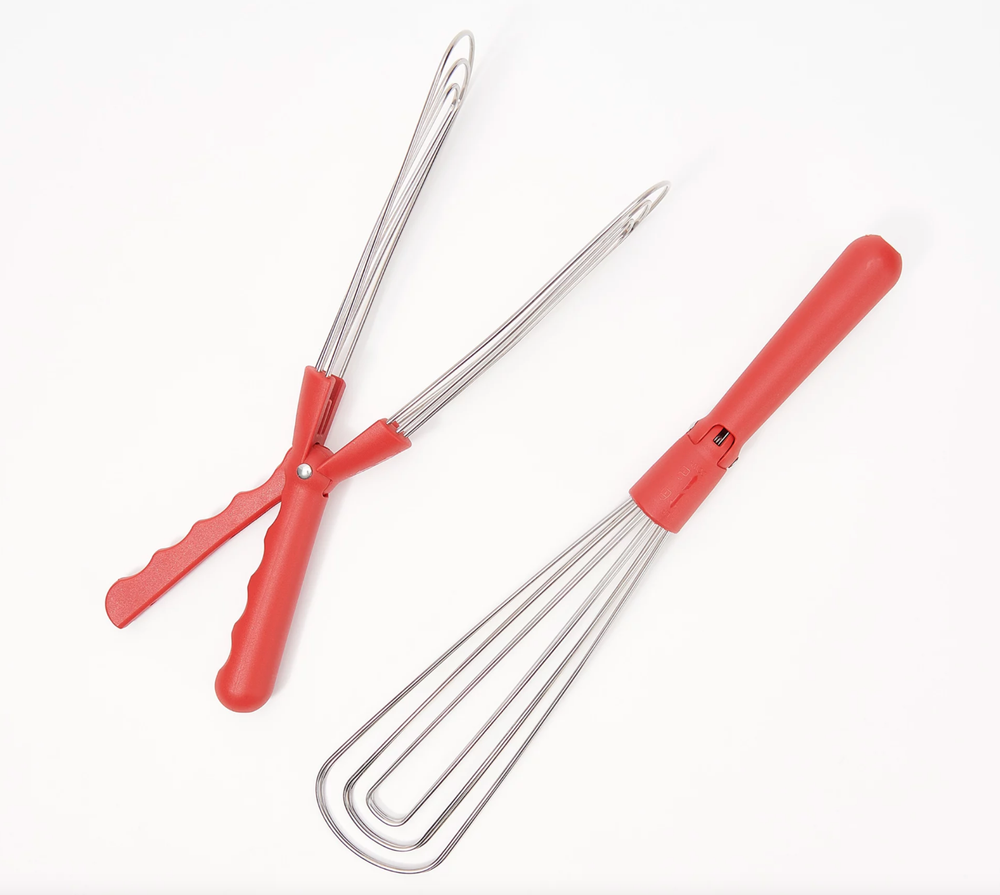 Cook's Essentials 2-Piece Wire Tong Set Red
