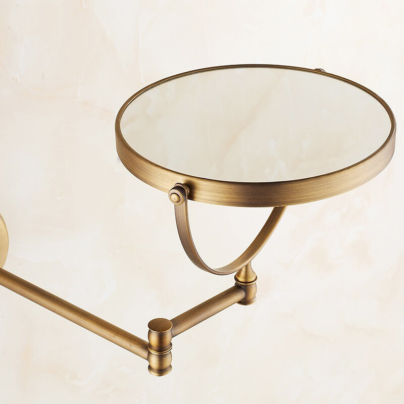 Antique Brass Makeup Mirror Folding Wall Mount Vanity Mirror 3x Magnifying
