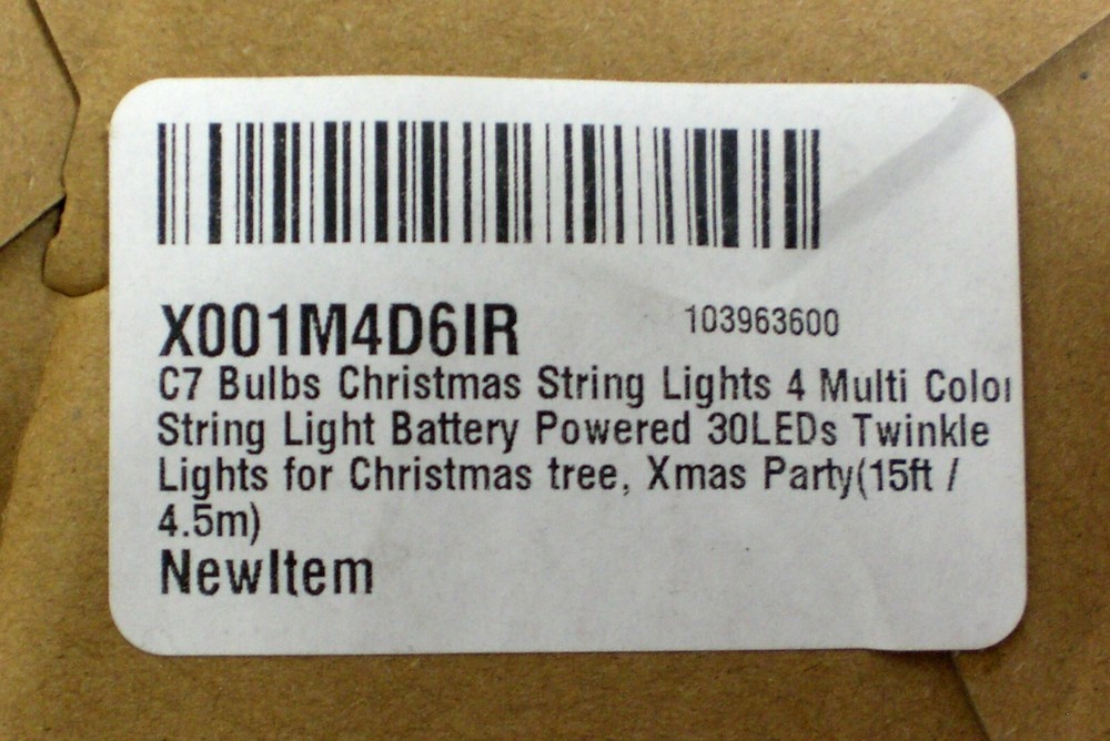 C7 Size Bulbs Battery Operated String Christmas 30 LED Light Set
