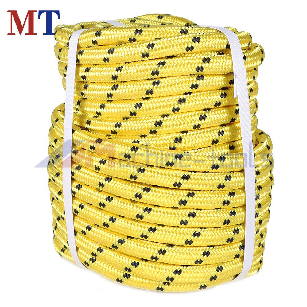1/2"×100' Yellow Double Braid Polyester Rope 6180Lbs Breaking Strength Bull Rope