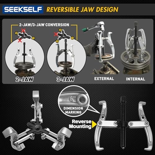 3" 4" 6" 8" Gear Puller Set, 2-Jaw/3-Jaw Bearing Puller Kit with Torque
