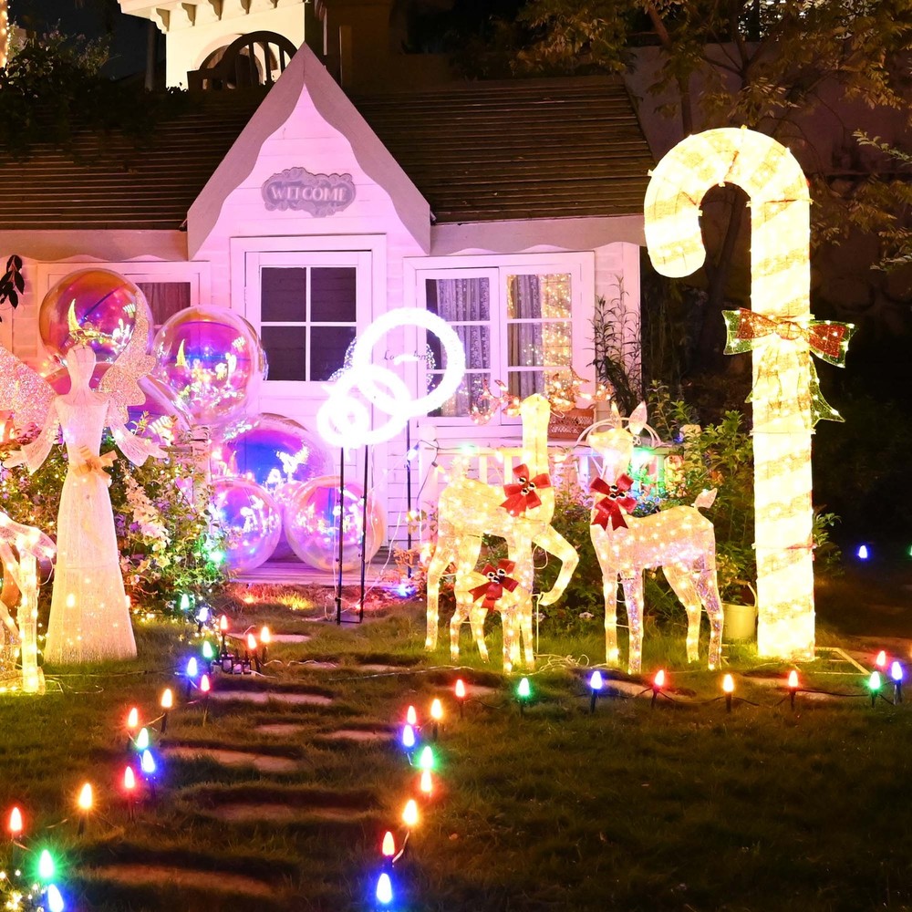 DELight Christmas Light Stakes for C9 String Lights Pathway Yard Lawn 100Pcs