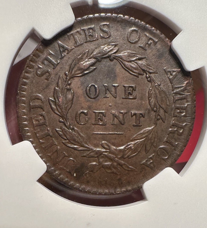 1817 Coronet Head Large Cent AU Details NGC