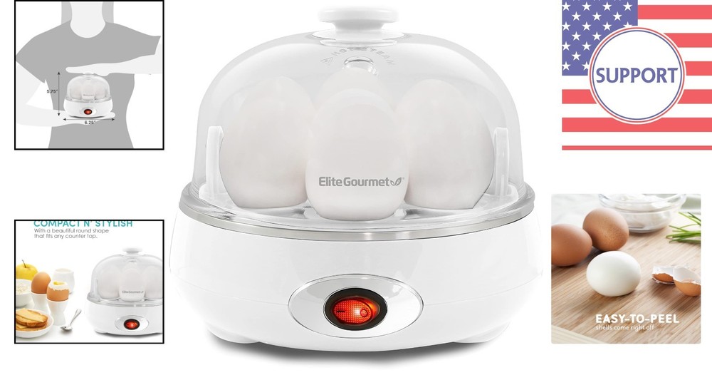 Automatic Egg Cooker with Auto Shut-Off, Buzzer & 7 Egg Capacity, Classic White