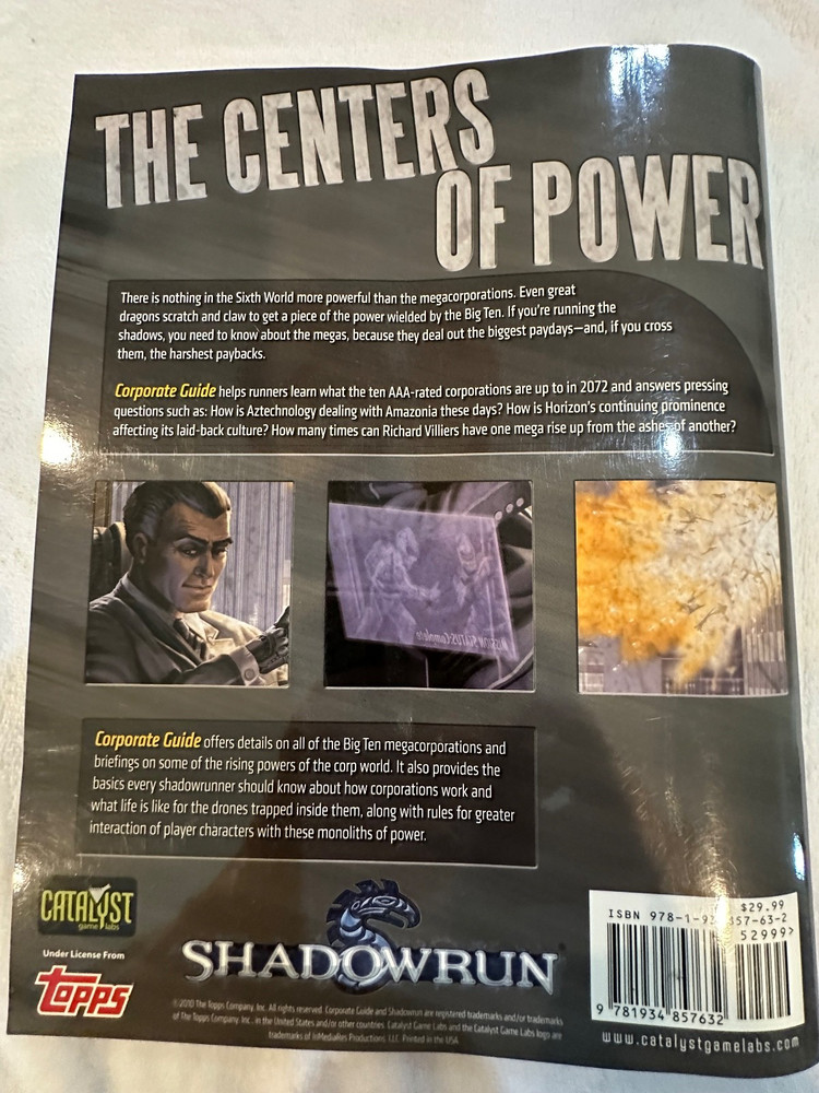 Shadowrun Corporate Guide Megacorp Sourcebook Paperback 26221