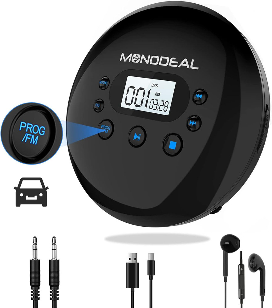 CD Player Portable, Portable CD Player with FM Transmitter, Rechargeable Player