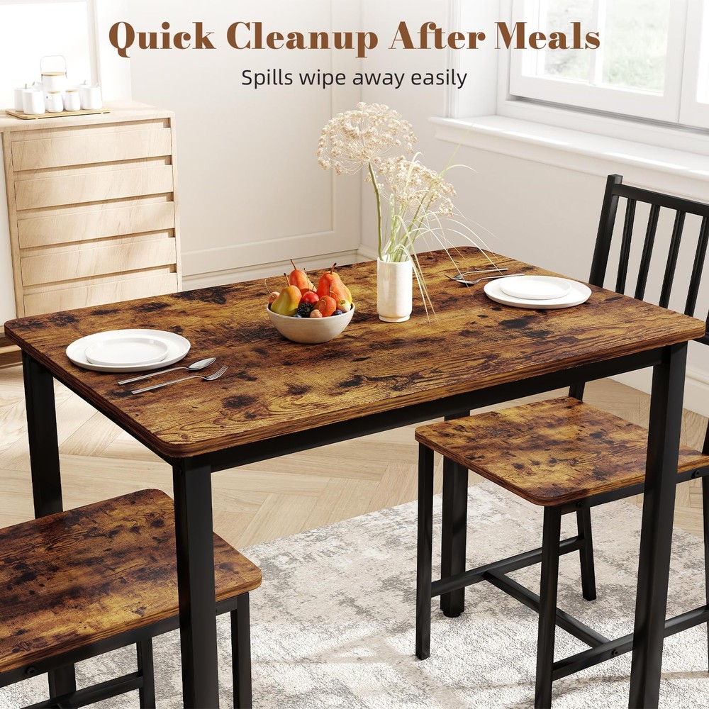 Small Space 3 Piece Dining Table Set for 2, Compact Kitchen Table Set with 2 ...