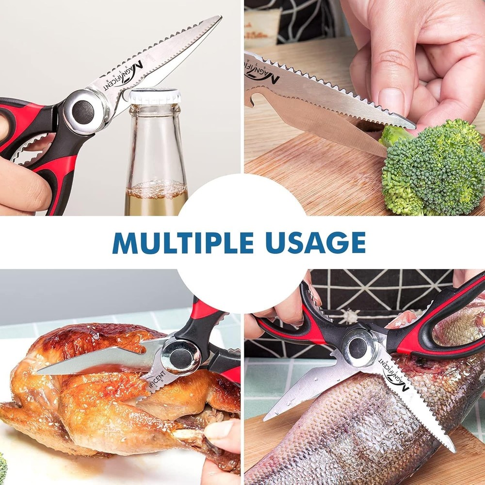 Professional Kitchen Scissors with Micro-Serrated Blades for Precision Cutting