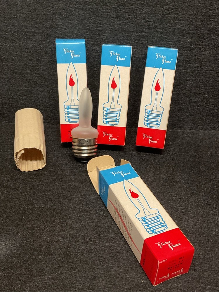 4 Vintage Flicker Flame Light Bulb 2-3 Watt EF-2 Reg Medium Base