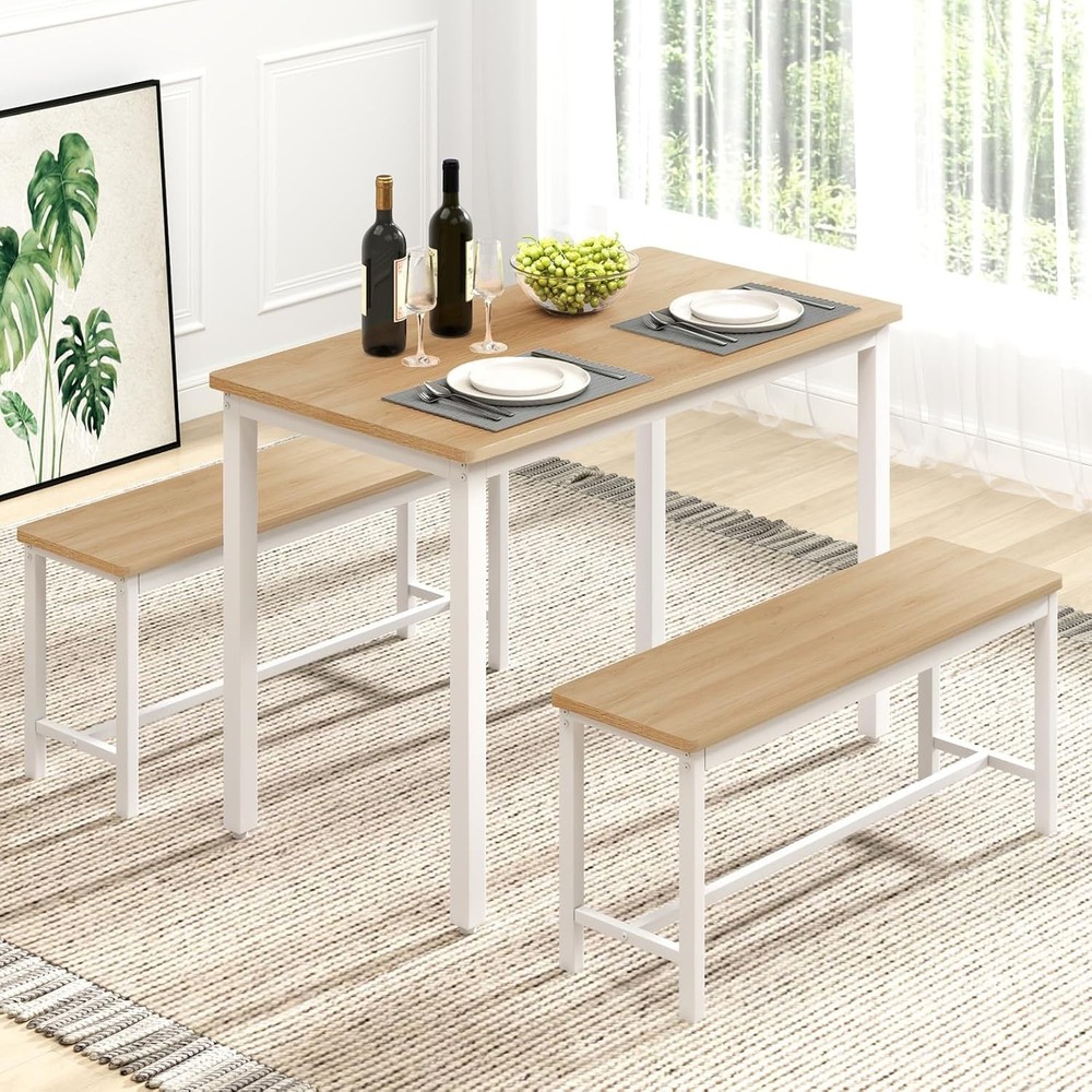 43" Dining Table Benches Set 4 Modern Space Saving Kitchen Table Chairs