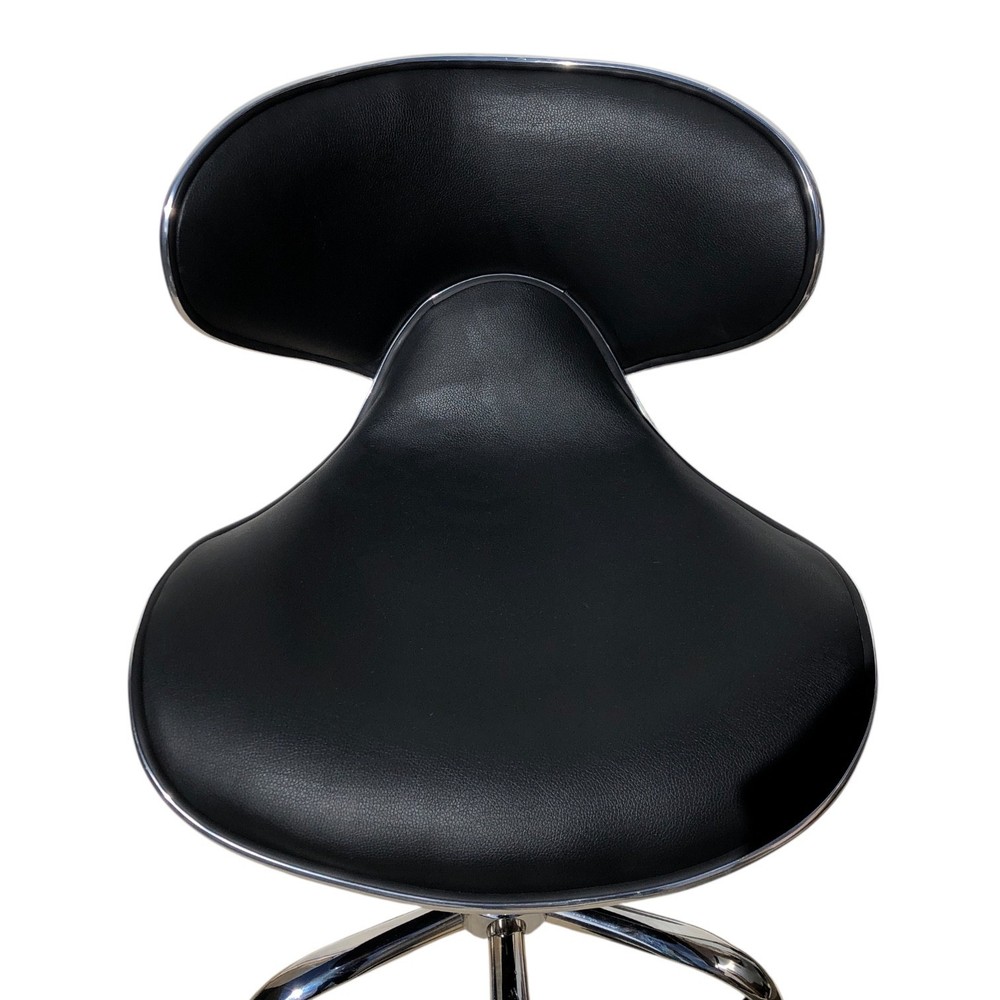Adjustable Low Height Salon Technician Stool w/ Back Support Rolling Chair