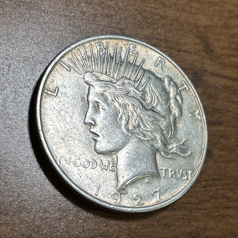 1927-D $1 Peace Silver Dollar AU+