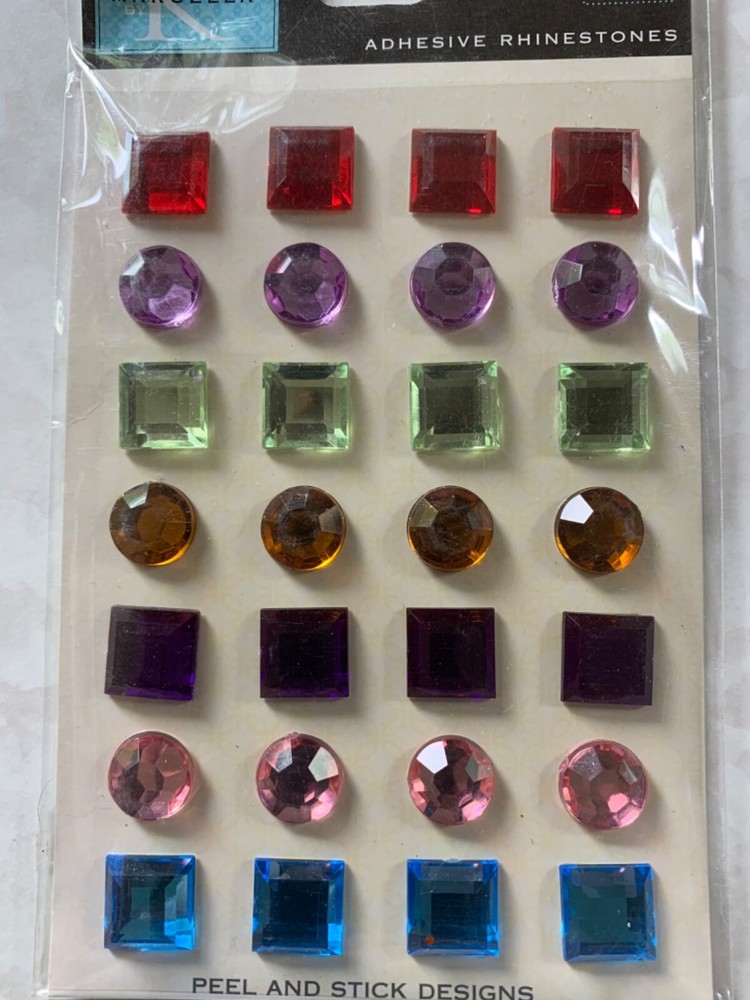 MARCELLA ADHESIVE RHINESTONES DECORATIVE DESIGNS LARGE MULTI-COLOR-SHAPE 28PCS