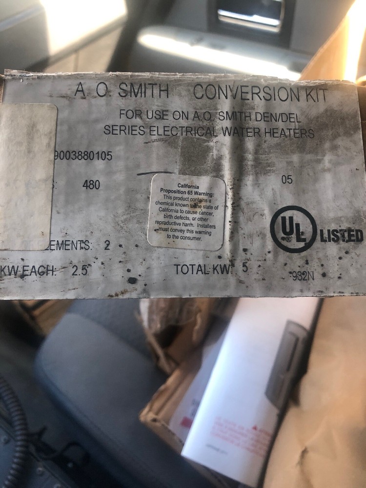 A.O. Smith Conversion Kit #9003880105 Volts 480 2 Elements New Opened For Pics