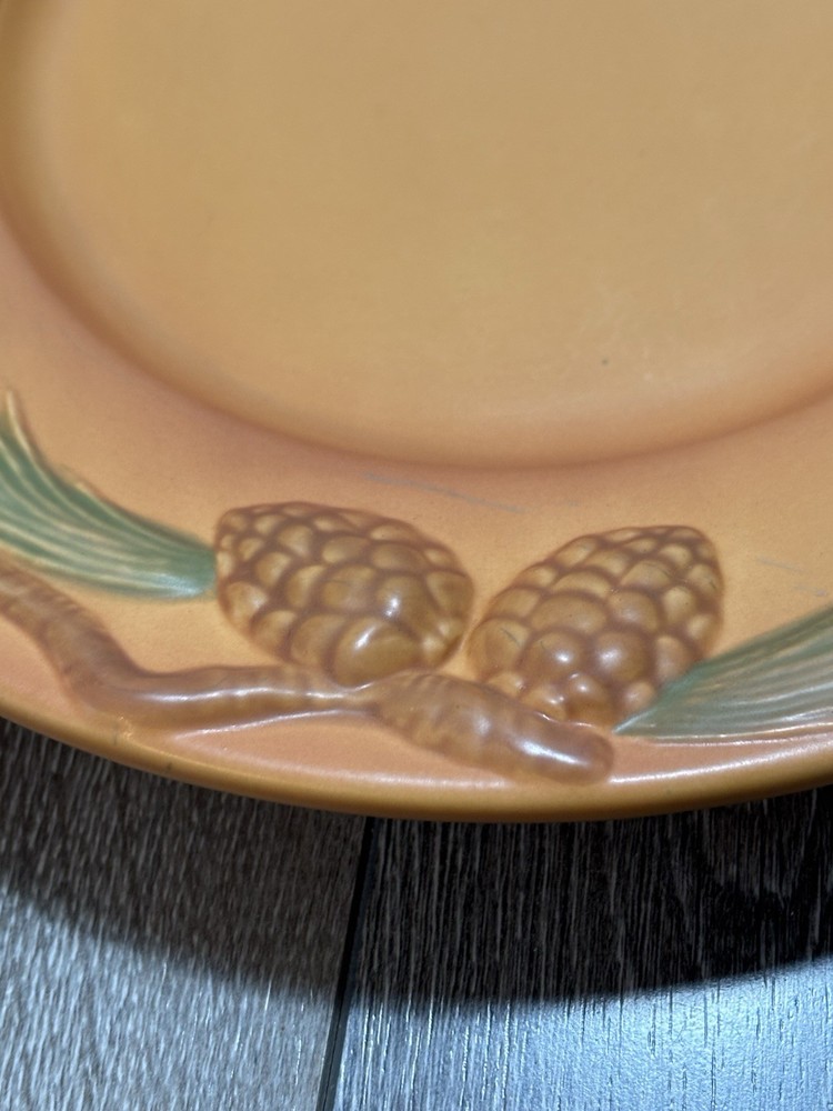 Cracker Barrel Vintage Dinner Plate Fall Winter Thanksgiving Orange Pinecone
