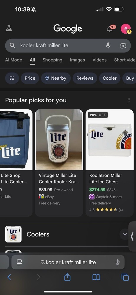 Kooler Kraft Miller Lite Beer, Beer Cooler