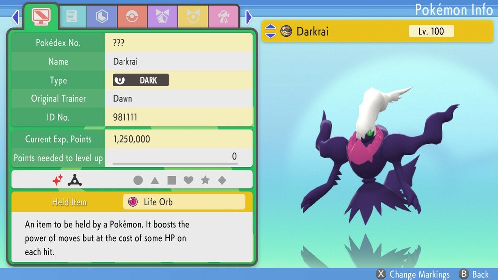 Shiny Darkrai 6IVs Pokemon BDSP