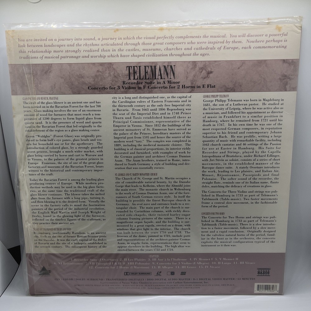 TELEMANN Laserdisc LD CLASSICAL VISUAL MUSIC . 120