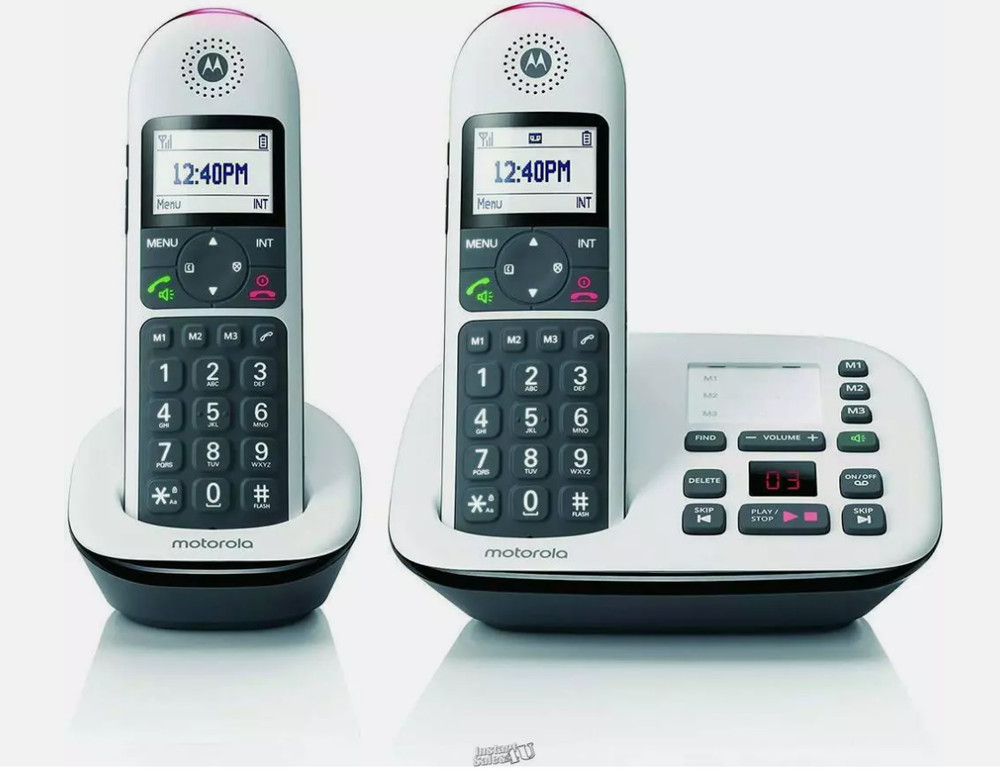 Motorola-Cordless Phone System Answering Machine 2 Handsets keypad backlight