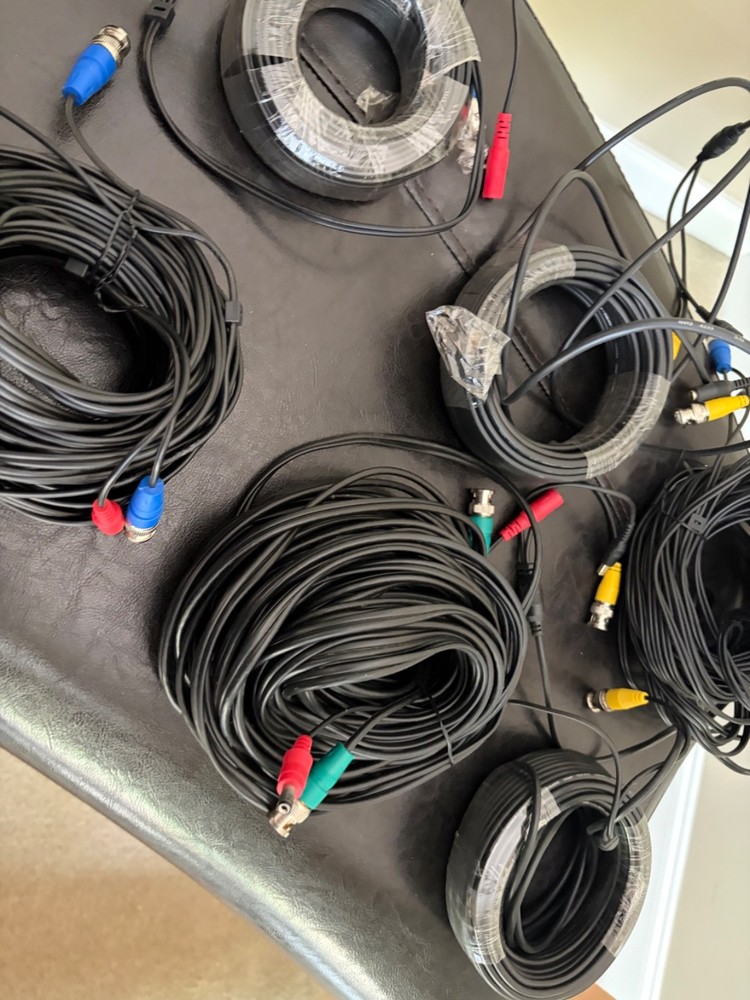 Security Camera CCTV Cables , Black 60ft. - Qty. 14