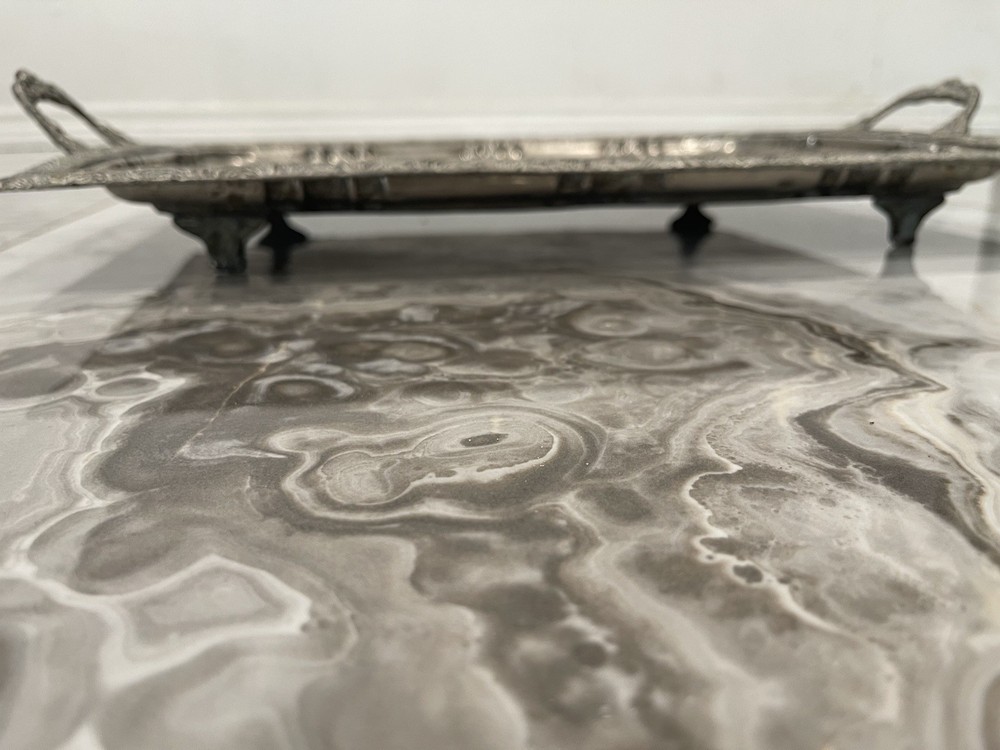 Vintage Towle Rectangular Silver Tray Platter Footed 25"x15" Scrollwork