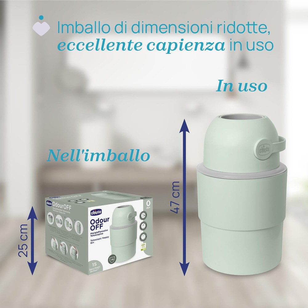 Chicco Telescopic Diaper Eater Odor Control Compact, Pan Disposal...