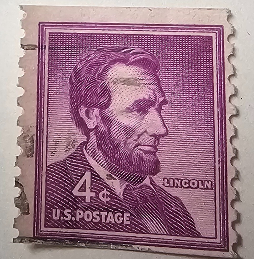 Abraham Lincoln 4 cent stamp purple very rare, Gem!