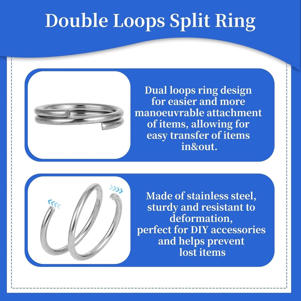 300Pcs 1/4" Small Split Ring for Keychains, Stainless Steel Double silver