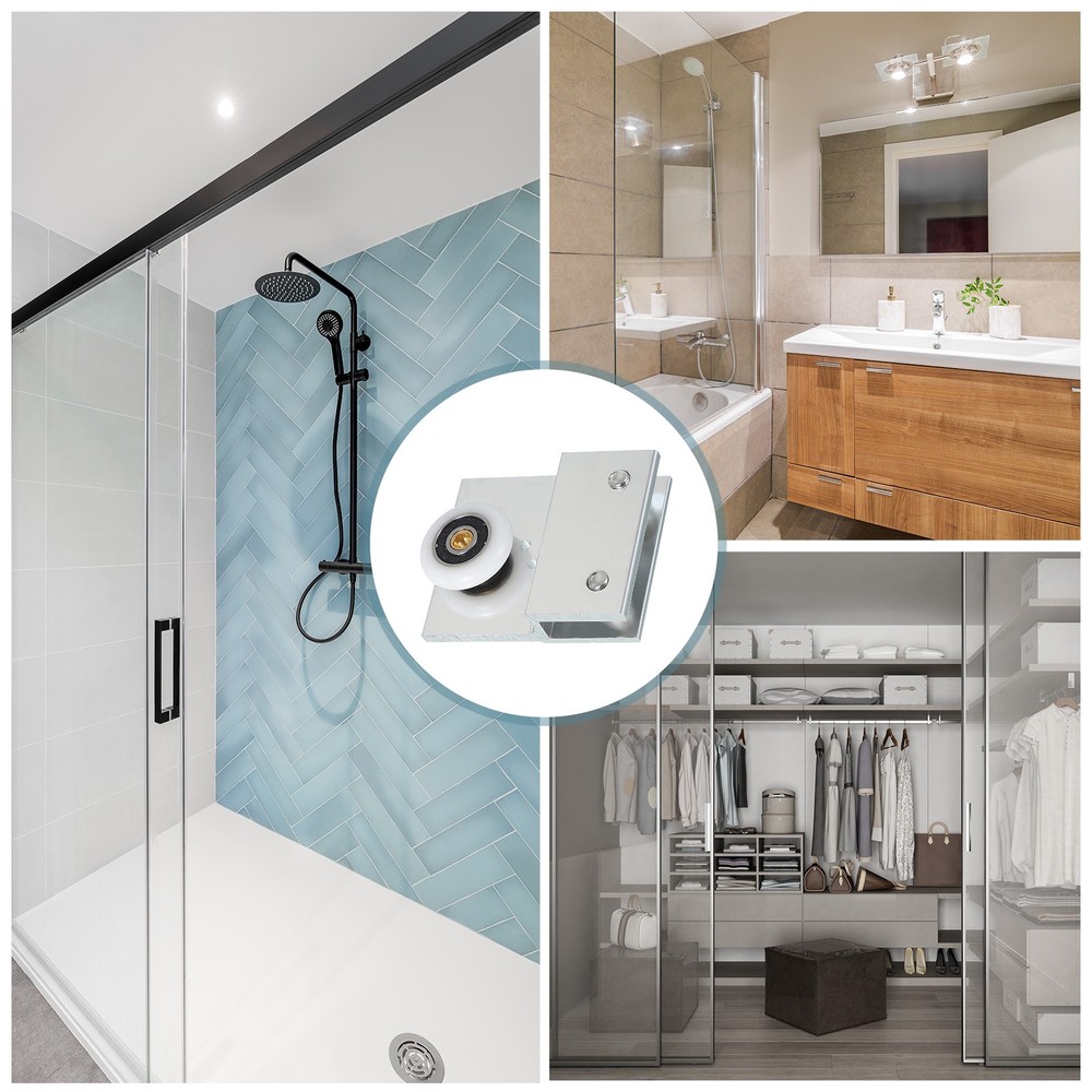 2Pcs 26mm Diameter Frameless Sliding Shower Door Roller Replacement Silver