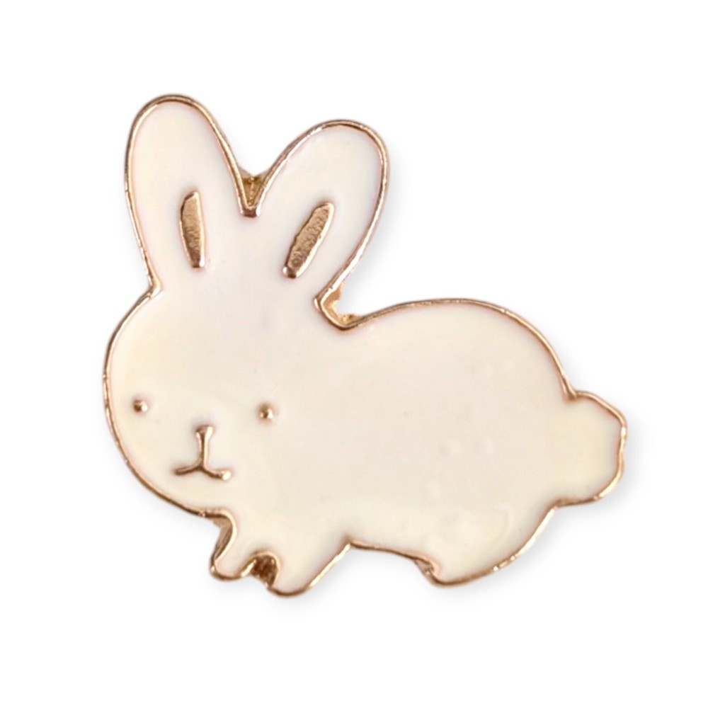Animal Enamel Pin: White Bunny Rabbit