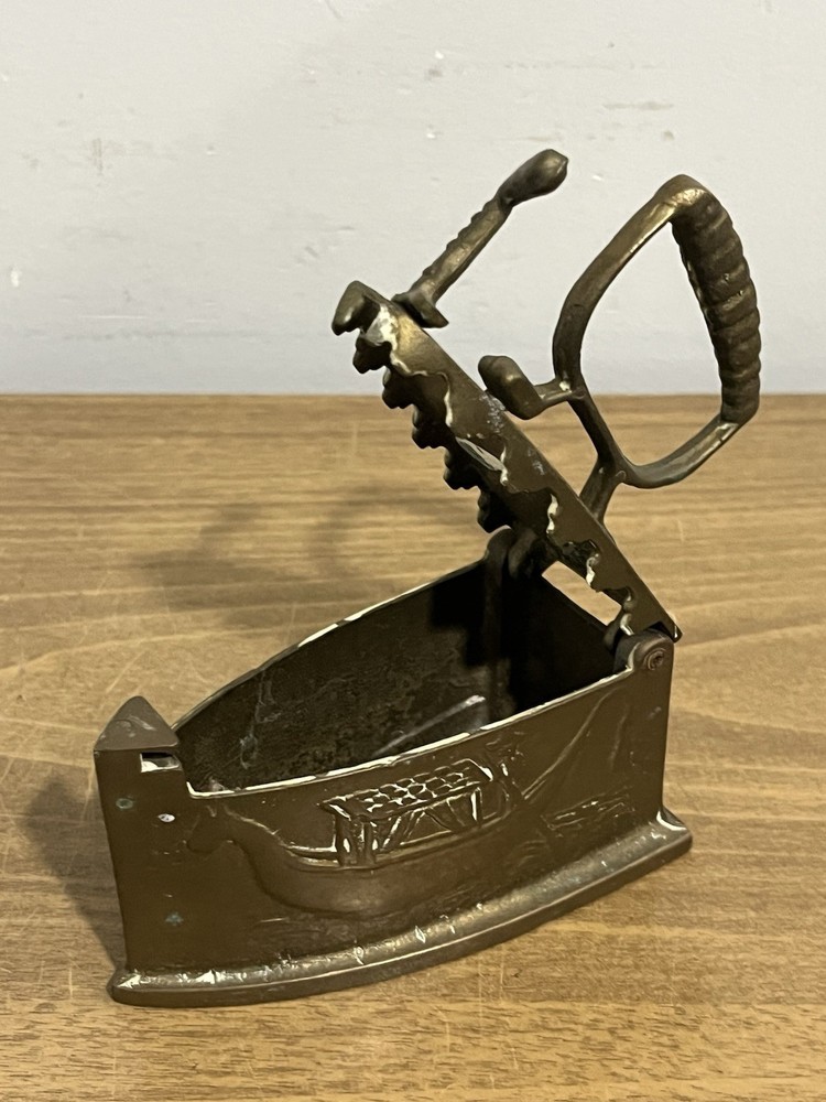 Vintage Embossed Brass Sad Iron