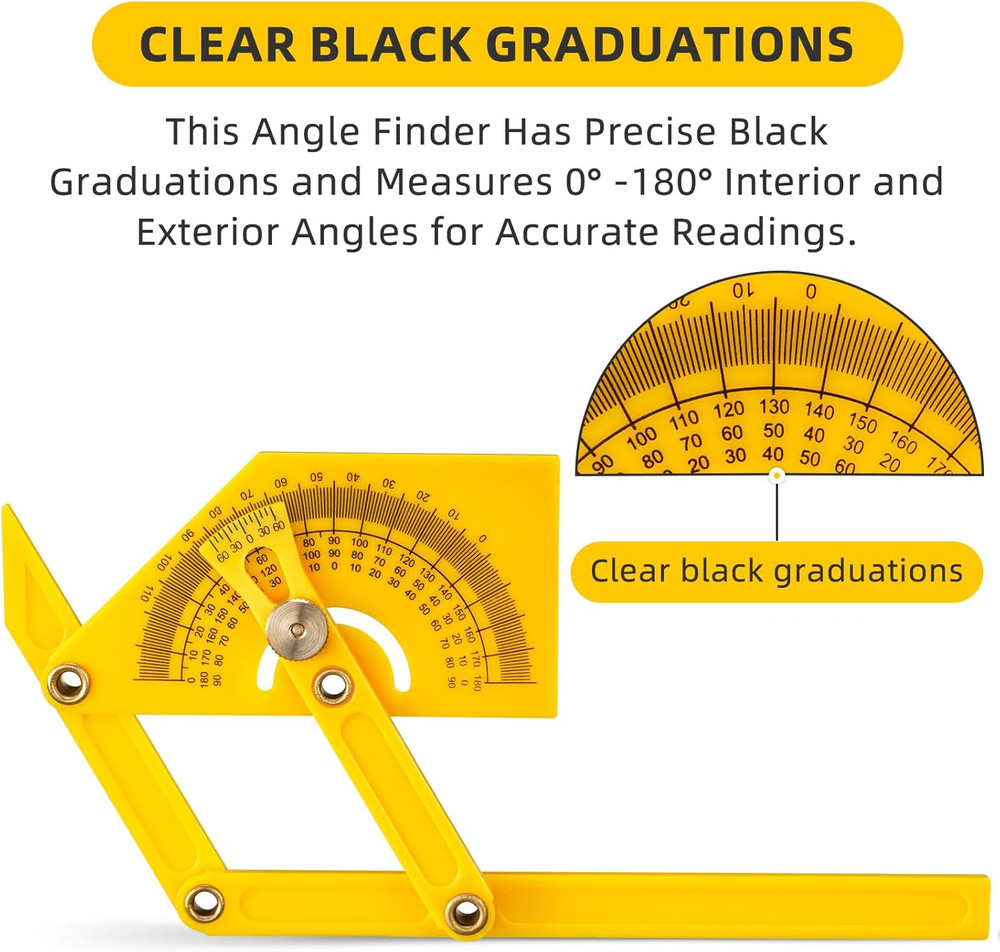 2 Pcs Protractor Angle Finders, Adjustable Protractors 0°-180° with Locking Nut(