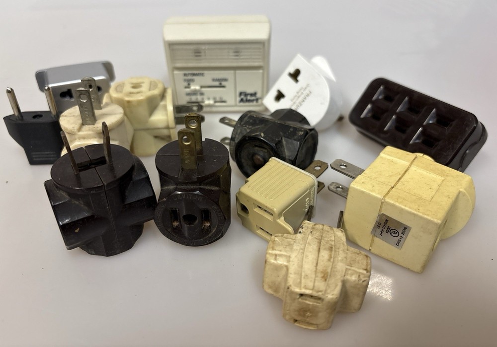 Vintage Electrical Plug Adapter Lot 13pc Bundle ESTATE FIND UNTESTED