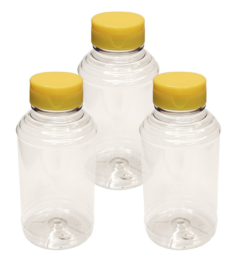 Home Brew Ohio 16oz PET SKEP-Style Honey Bottle with Yellow Flip Cap (Set of 3)