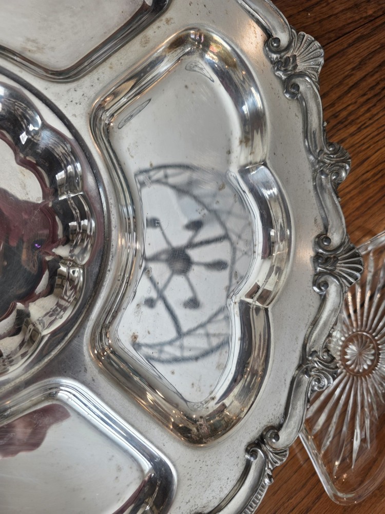 Vintage Silver plated Lazy Susan With Glass Inserts