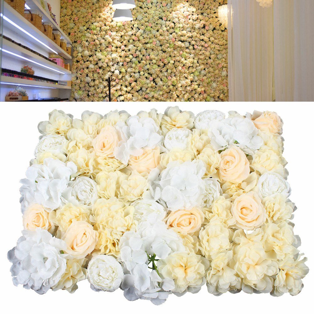 12Pcs Artificial Flower Wall Panel Rose Hydrangea Wedding Party Venue Decor