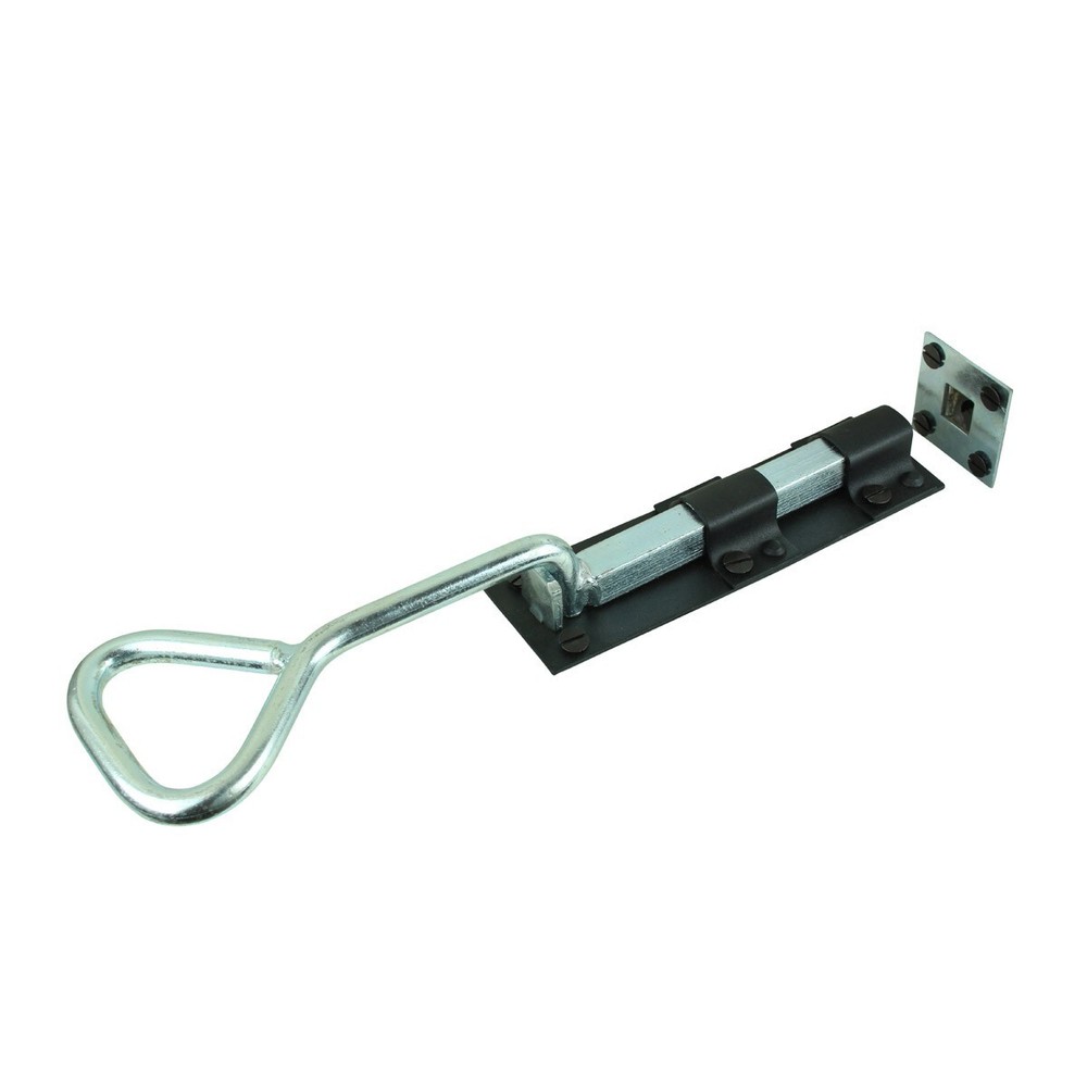 Black Slide Door Bolt Wrought Iron Bow Handle Rust Resistant Renovators Supply