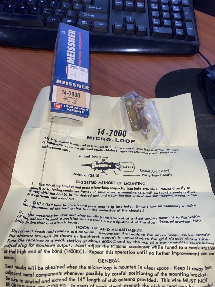 Meissner 14-7000 Adjustable Micro-Loop Oscillator Coil Iron Core NOS