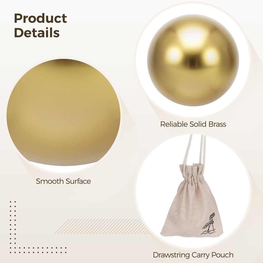 2 PCS Brass Exercise Balls, Brass Hand Exercise Balls, Baoding Balls, Metal P...