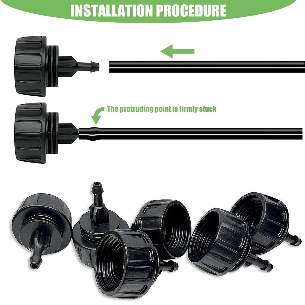 6 Pack Drip Irrigation Hose Connectors, 1/4 Inch inch, Black