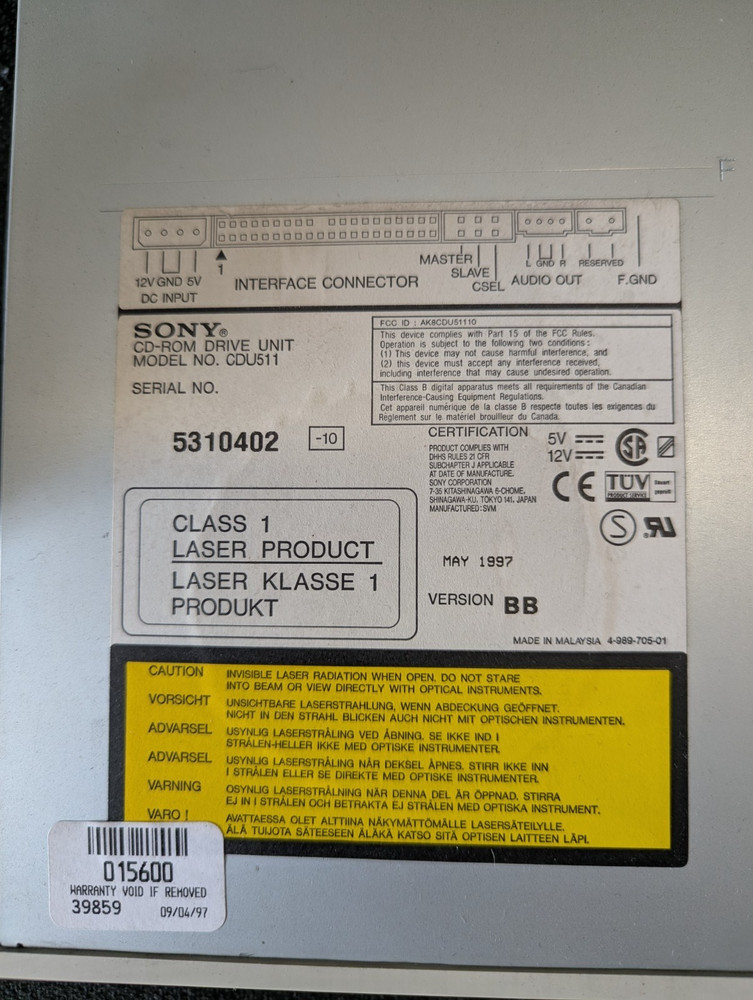 Sony IDE CD Drive w/ ribbon cable