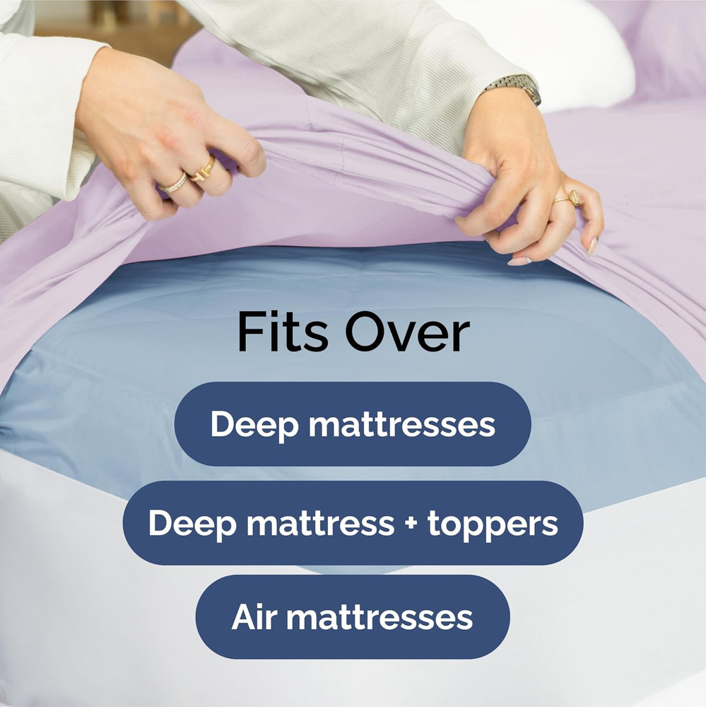 Extra Deep King Sheet Set - 6 Piece Breathable & Cooling Sheets - Hotel Luxury B