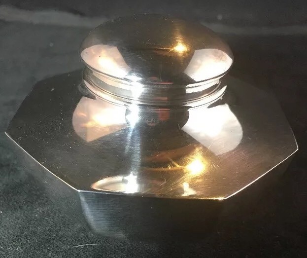Sterling Silver Tea Caddy Modern Octagonal Form American