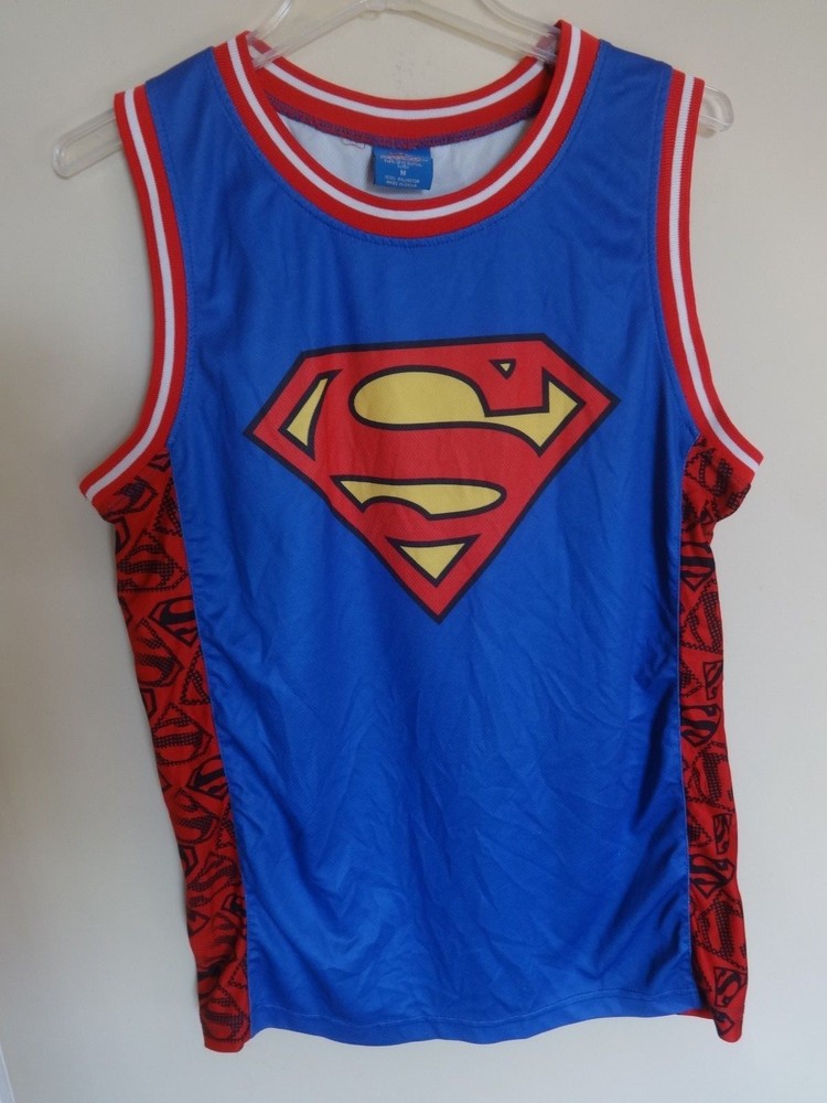 EUC Superman # 00 DC Comics Sleeveless Jersey Shirt Men Medium Polyester