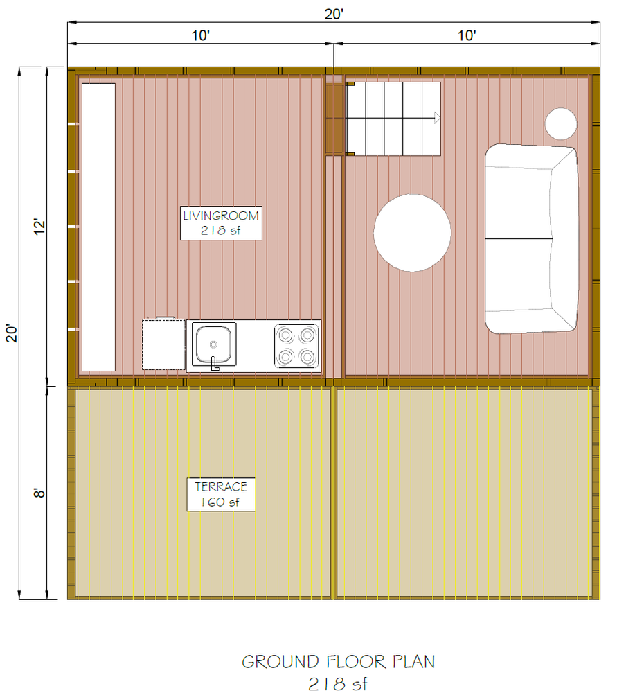 Modular Cabin Plan, Changeable & Expandable, 12’x20’ Tiny House, Free Shipping